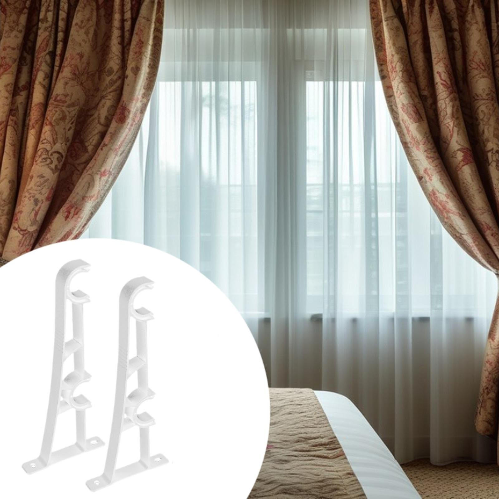 

2 Pieces Curtain Rod Bracket Holder Multiuse Heavy Duty Support Decorative Rods Wall білий