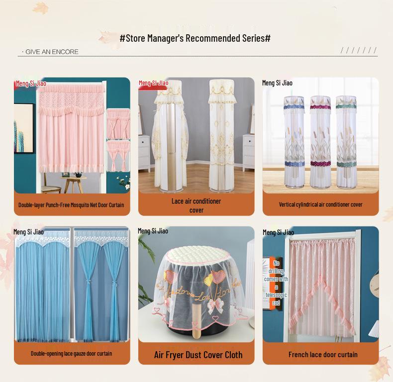 Lace Door Partition Curtain for Home – No-Drill, Double Layer, Transparent Gauze, Polyester, Anti-Mosquito.