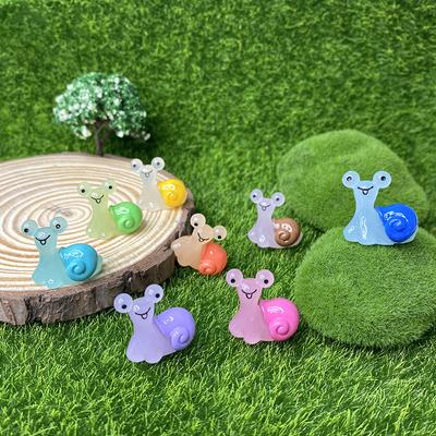 2 Stück Leuchtende Mini-Schnecken Miniatur Moos Mikrolandschaft Dekoration Leuchten im Dunkeln Schneckenfiguren Feengarten Zubehör