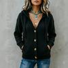 Cardigan a maglia con cappuccio da donna comodo con chiusura a bottoni per l'uso casual autunnale invernale