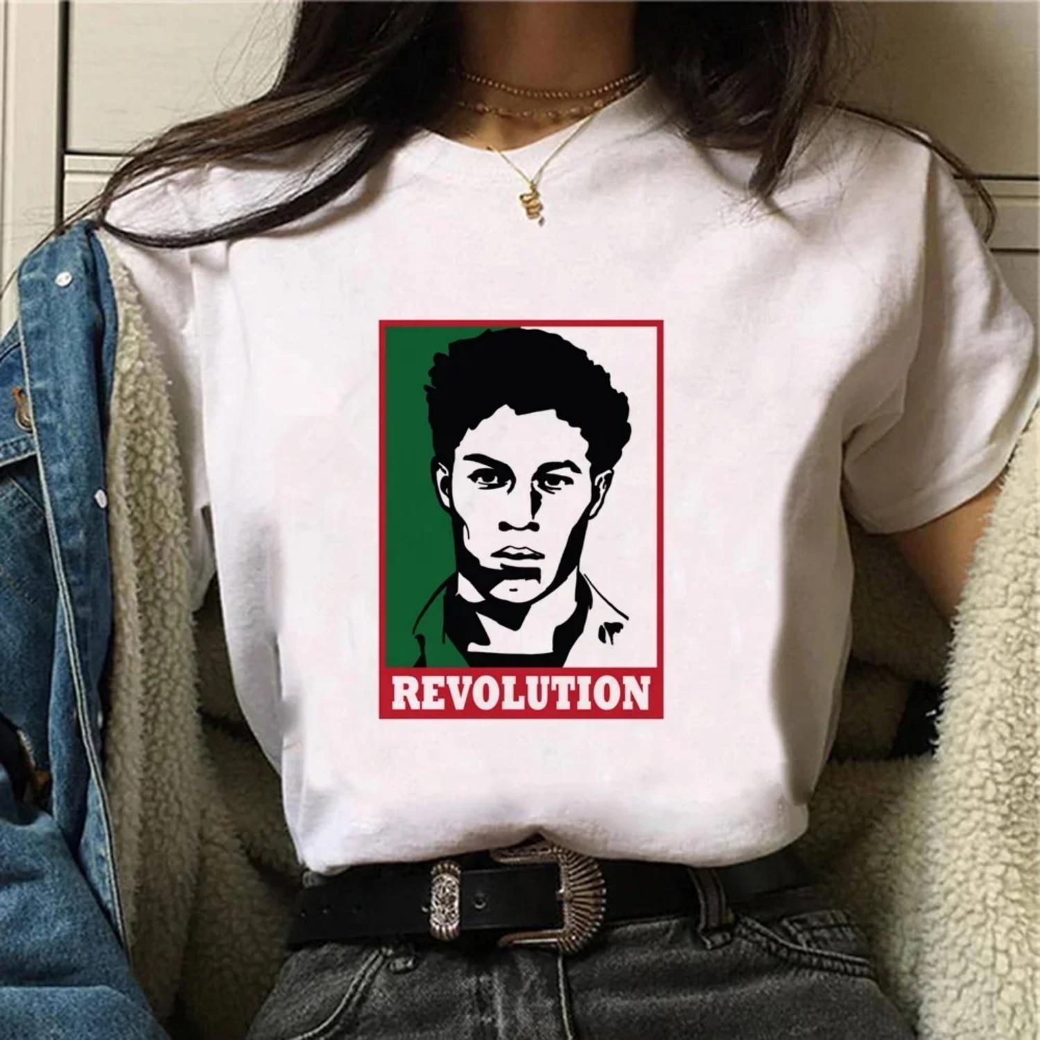 

Algeria Tee Women Graphic T-shirts Female Japanese Manga Comic Clothes Casual Streetwear Summer Print Daily Casual Cool Tops XXXXXL білий