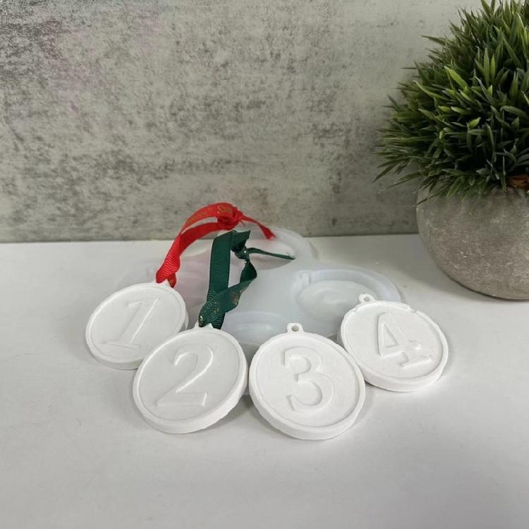 Round Number Pendant Silicone Mould 1234 Number Hanging Ornament Molds Keychains Plaster Molds Deer Epoxy Resin Molds
