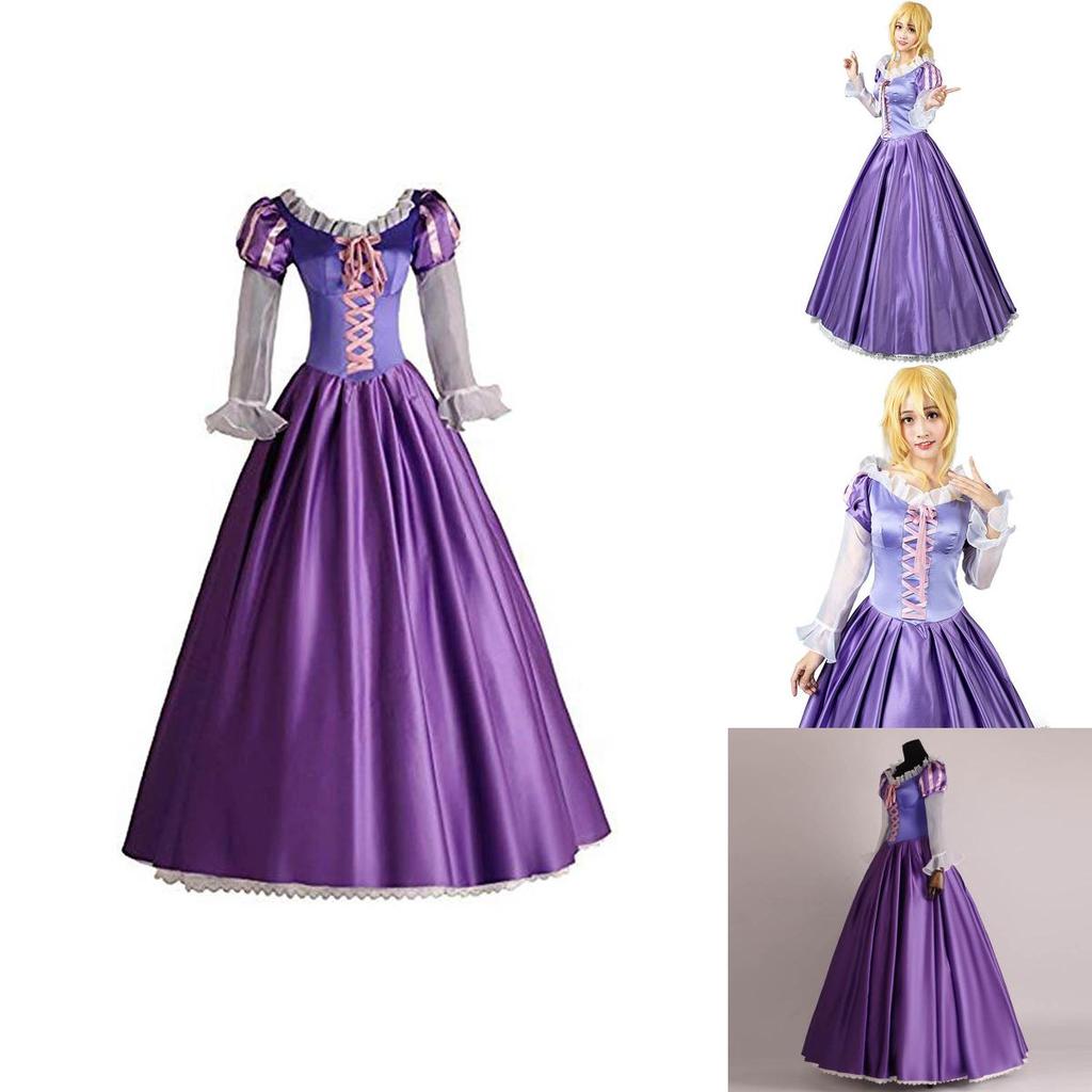 Elegant Adult Rapunzel Fancy Women Dress Cosplay Costume For Halloween Parties