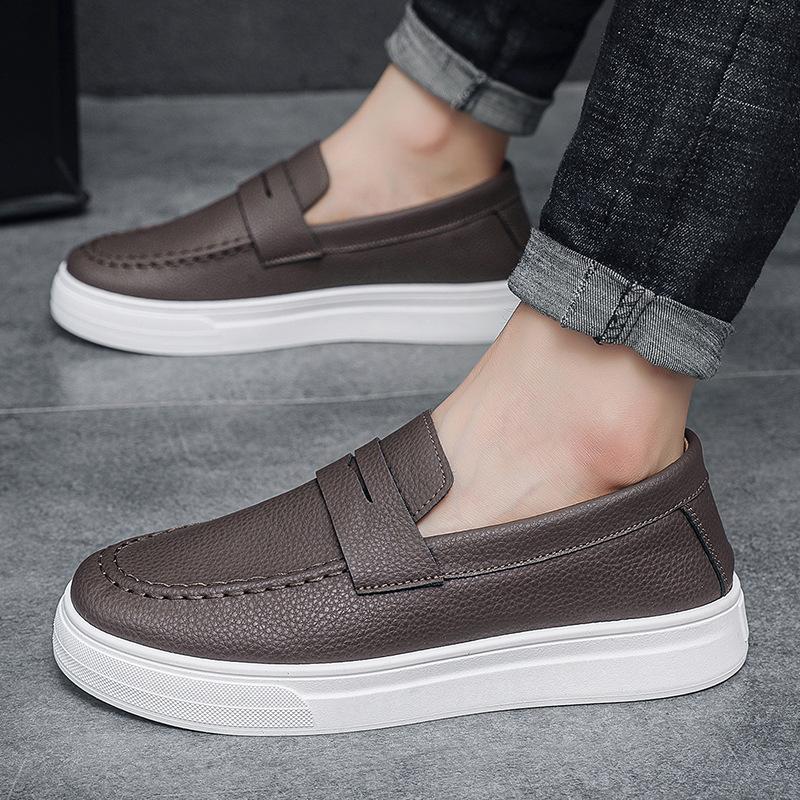 Fashion Mens loafers 2025 spring new British style casual leather shoes breathable comfortable trendy mens shoes Walking shoe