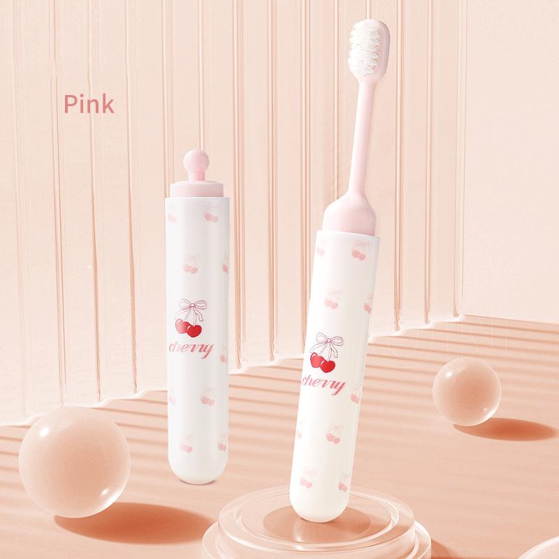 

Travel Toothbrush Foldable Portable Toothpaste Tube Storage Box Mini Soft Bristled Folding Toothbrush Dispenser Mouthwash Cup Brush розовый