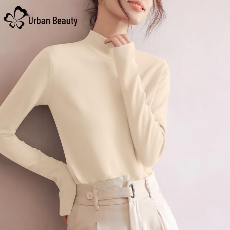 Urban Beauty Women s Half-High Collar Fleece-Lined Long-Sleeve Top M