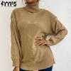 Women's Fashion Casual Solid Color Print Autumn Winter Long Sleeve High Neck Sweaters