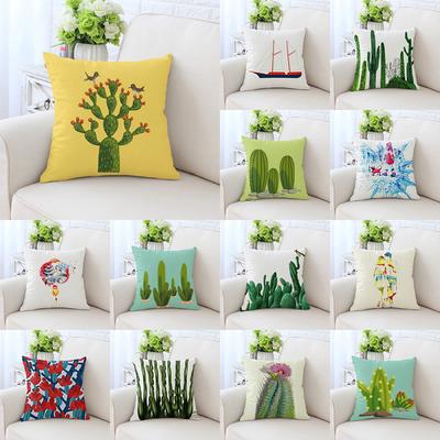 Fresh Tropical Cactus Potted Plant Pattern Home Living Room Sofa Bedroom Decorative Pillow Pillow Case