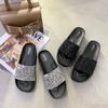 Cross-mirror cool slippers for women 2025 summer new Korean version of student ground-resistant grinding lightweight thick-soled muffin shoe