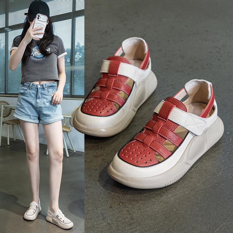 New Women's Shoes Casual Retro Soft-soled Hollowed-out Thick-soled Sandals