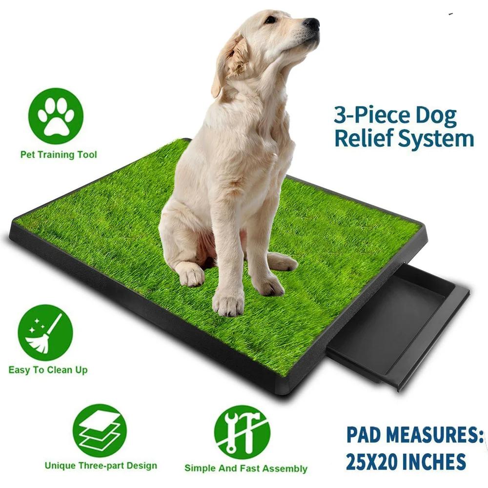 

Pet Toilet Litter Box Pad, Potty Training, Synthetic Grass, Mesh Tray for Dogs, Indoor and Outdoor Use, 3 Layers