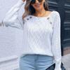 Damen Winter Freizeit Knopf Streifen Einfarbig Strickpullover