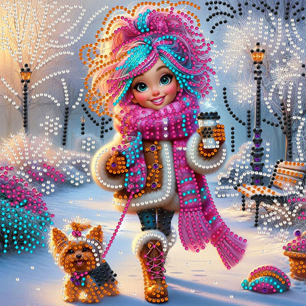 Snow Girl 5D DIY Diamond Art Painting Kits for Home Wall Decor Diamond Art Kits Crystal Rhinestones Diamond Painting 30x30cm