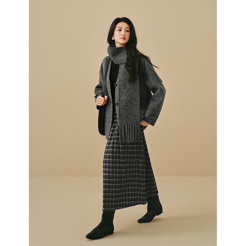 INMAN Women's Alpaca Silk Blend Double-Faced Wool Coat