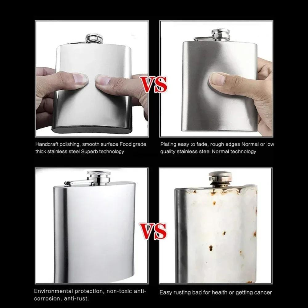 Stainless Steel Flask Leakproof Drinking Flask Portable Pocket Whiskey Flask  Rust Proof for Party Camping Travel and Gifting