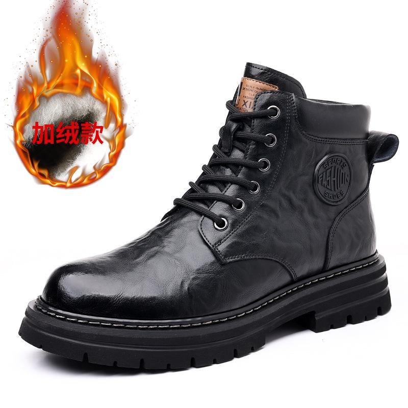 Bottes Martin pour hommes hiver velours épaissi chaussures montantes chaussures thermiques bottes en laine bottes de neige pour hommes 2025