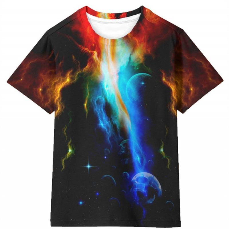 T-shirt une pièce pour enfants, motif ciel étoilé, pour garçons de 9 à 12 ans, à la mode, motif cosmique 3D, pour l'été