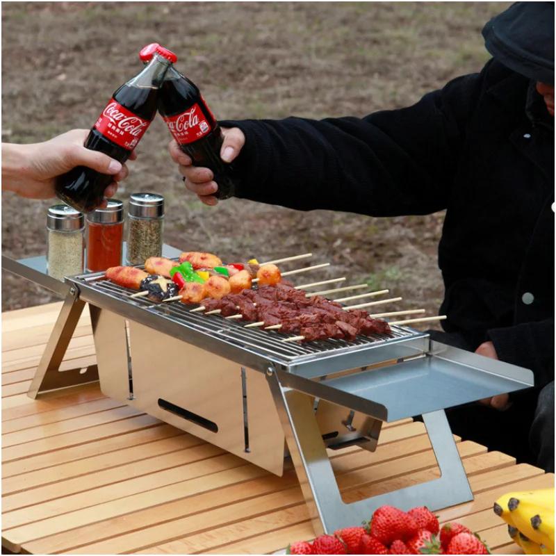 Udendørs foldbart grillovn i rustfrit stål til hjemmet og udendørs kulgrill Røgfri bærbar foldbar grillovn