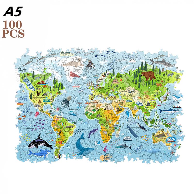 Non-Toxic Educational World Map For Kids Jigsaw Wooden Puzzle Brain Trainer Puzzles Game Interactive Gift Family Toy