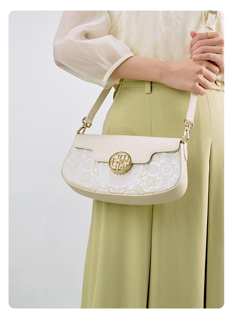 Cowhide Shoulder Bag with Niche Design, Crossbody Bag, Commuter Women's Bag, Office Worker Handbag, Chinese Style Armpit Bag