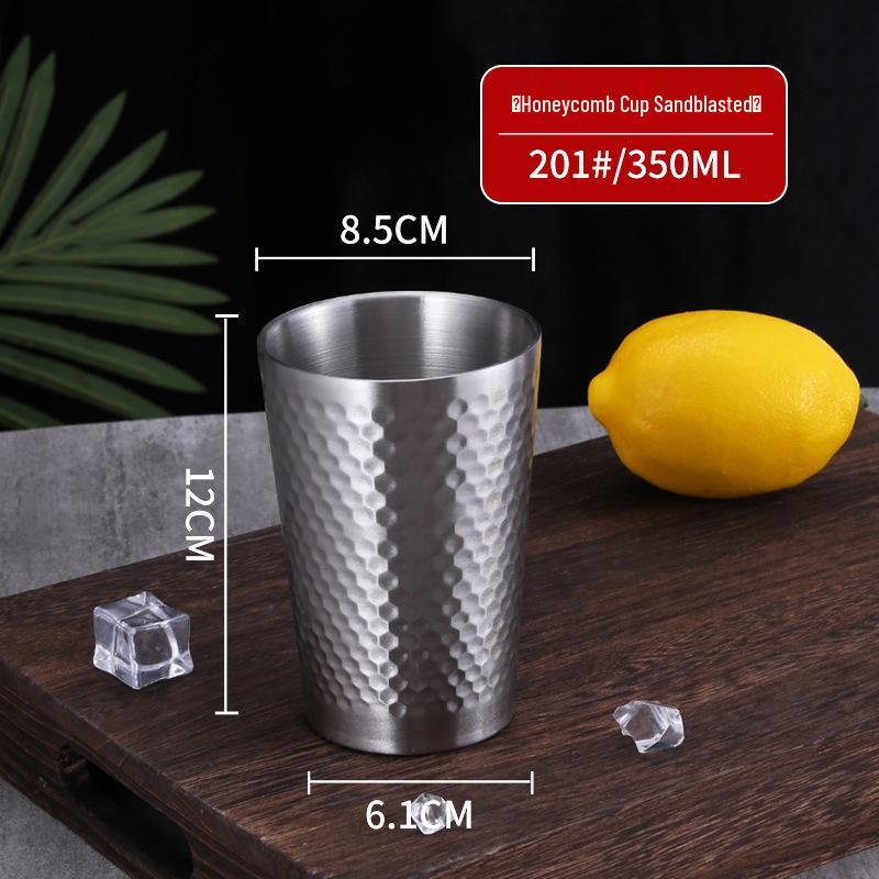 Korean Style Double-Layer Honeycomb Stainless Steel Beer Mug - Durable, Anti-Fall, Ideal for Cold Drinks & BBQs.