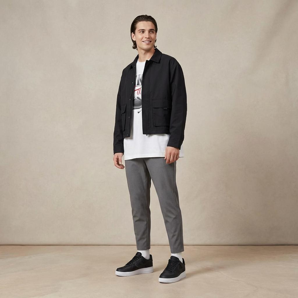 Nike Air Force 1 Low 07 SE Black Nylon Men Sneakers Summit-White FB2048-001