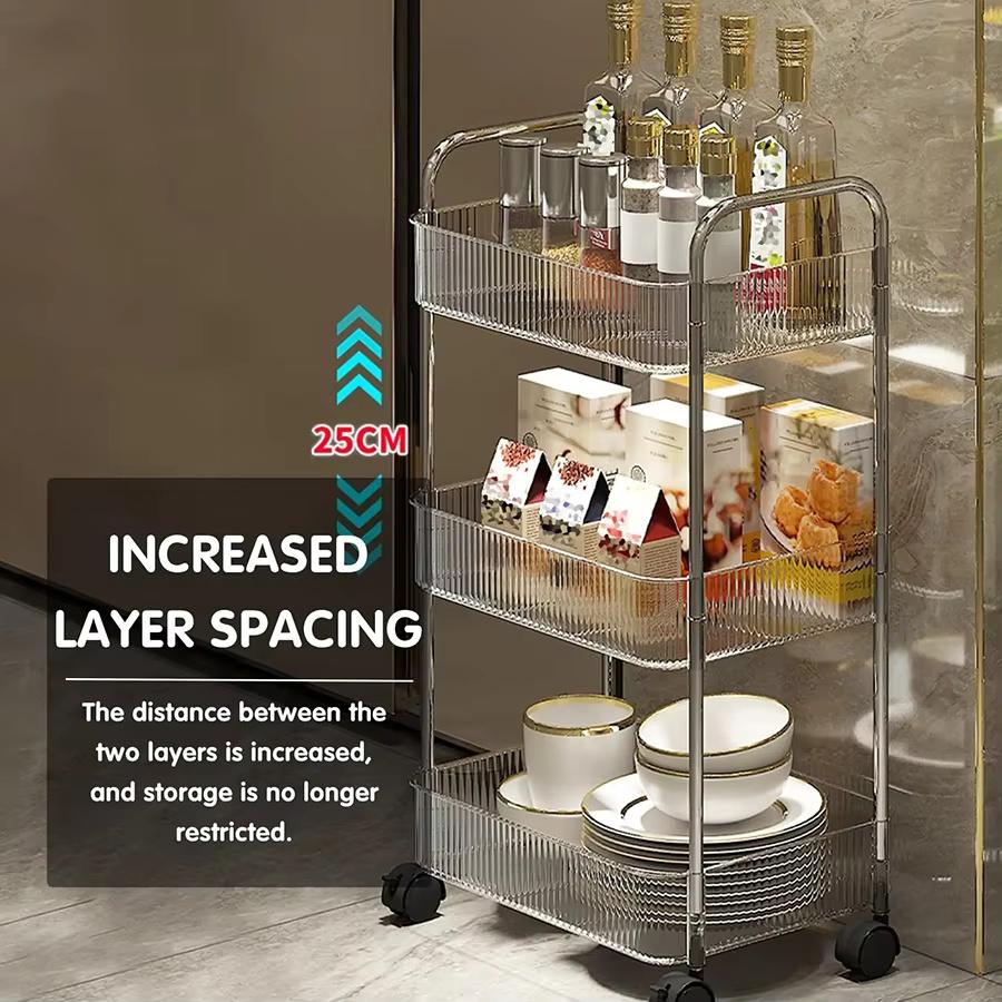 Storage Rolling Cart Clear Transparency Room Organization Multifunction Rolling Utility Cart Free Storage Box Office Living Room