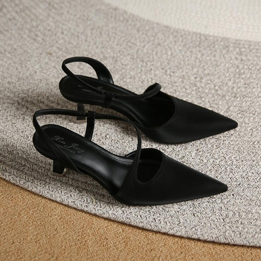 Hollow Pointed High-heeled Sandals for Women Summer New Thin Heel Hollow Sandals with A Straight Strap Fashion Women's Shoes