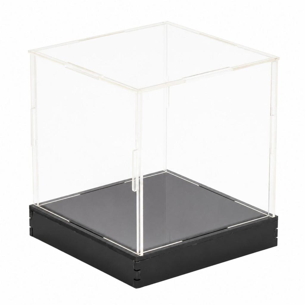 Figure Display Case with Black Foundation Tabletop Clear Desktop