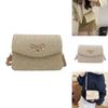 Simple Gold Bow Decoration Woven Texture Women Casual Shoulder Bag For Casual Outings
