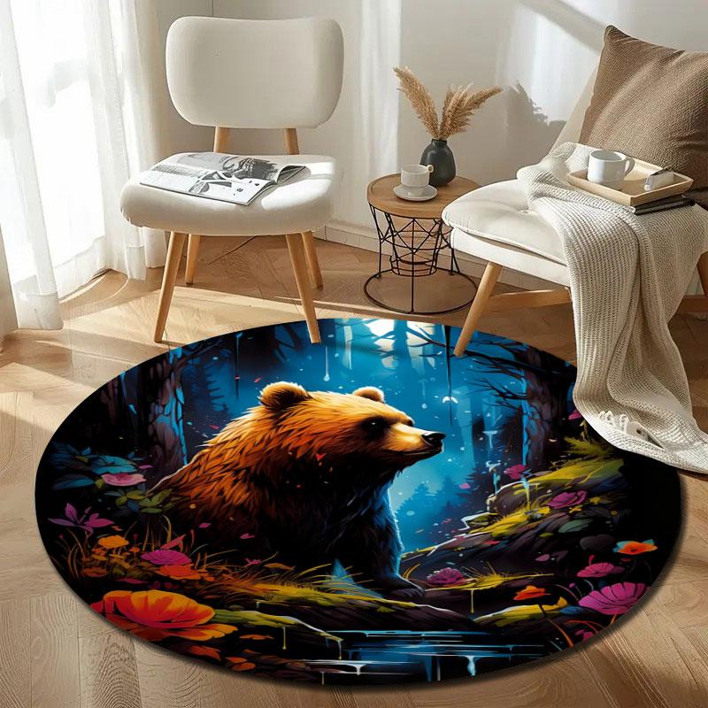 Moon and Stars Round Area Rug, Calm Night