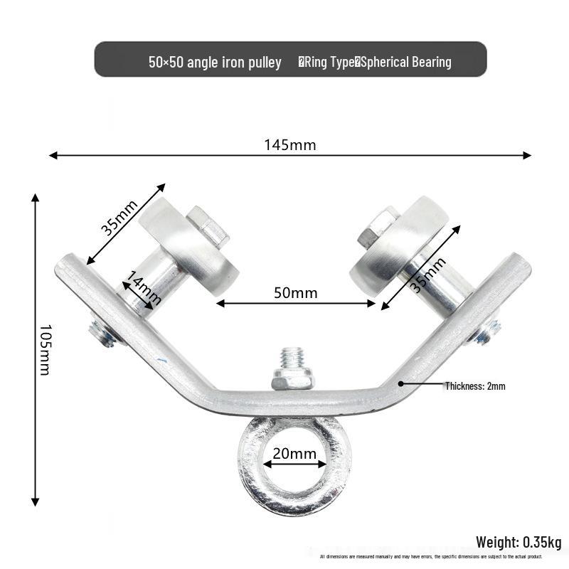 Poulie en fer d'angle pour arrosage de serre avec roulement à œillet et chariot à roues