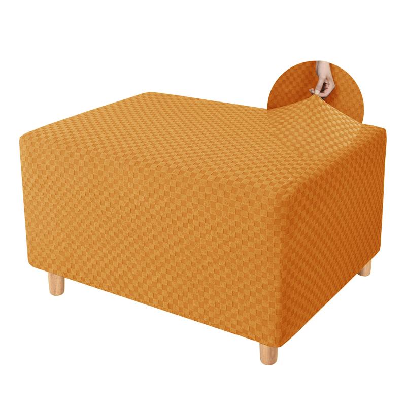 Square Elastic Ottoman Stool Cover Slipcover Jacquard Footstool Sofa Slipcover Furniture Protector Covers Footrest Chair Covers