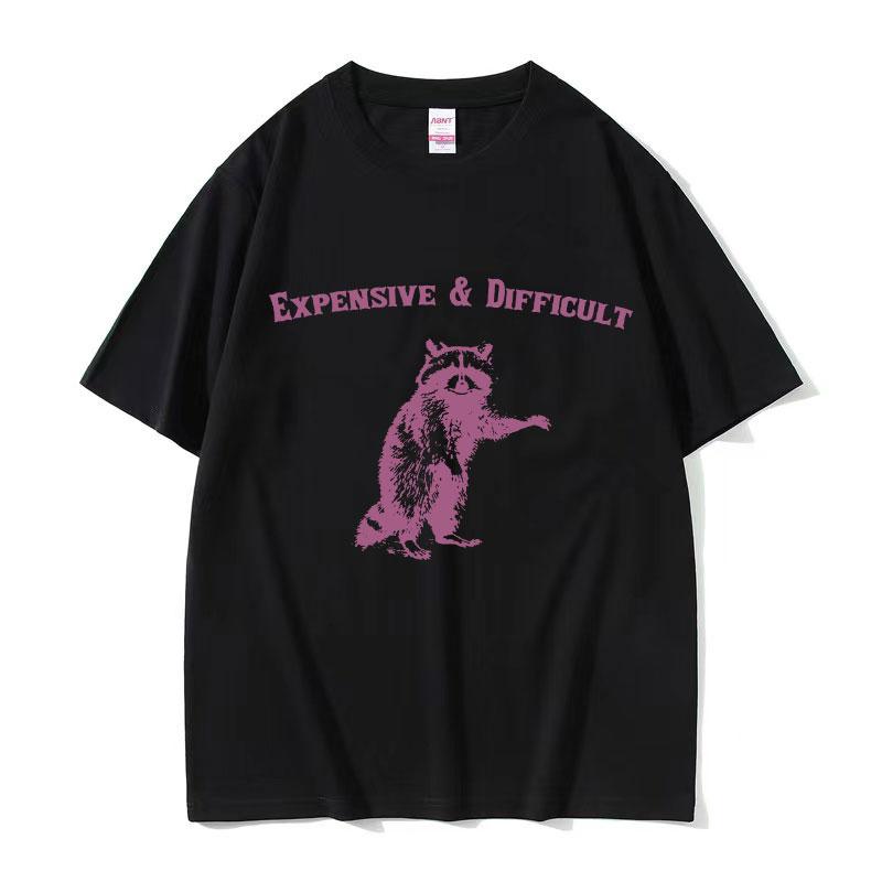 Expensive & Difficult Raccon Funny Meme T Shirt Women Retro Harajuku Fashion T-shirts Casual T-shirt