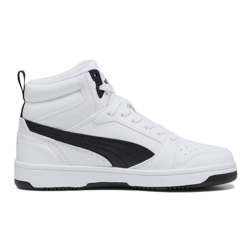 Puma Rebound V6 Mid Durable Shock Absorption Kids Skate Shoes Kids Skate Shoes White Black 393831-02
