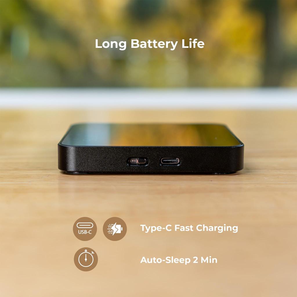 MiiCoffee Mini Press Coffee Scale with Automatic Timer for Espresso and Drip Coffee, Aluminum Body & Glass Top