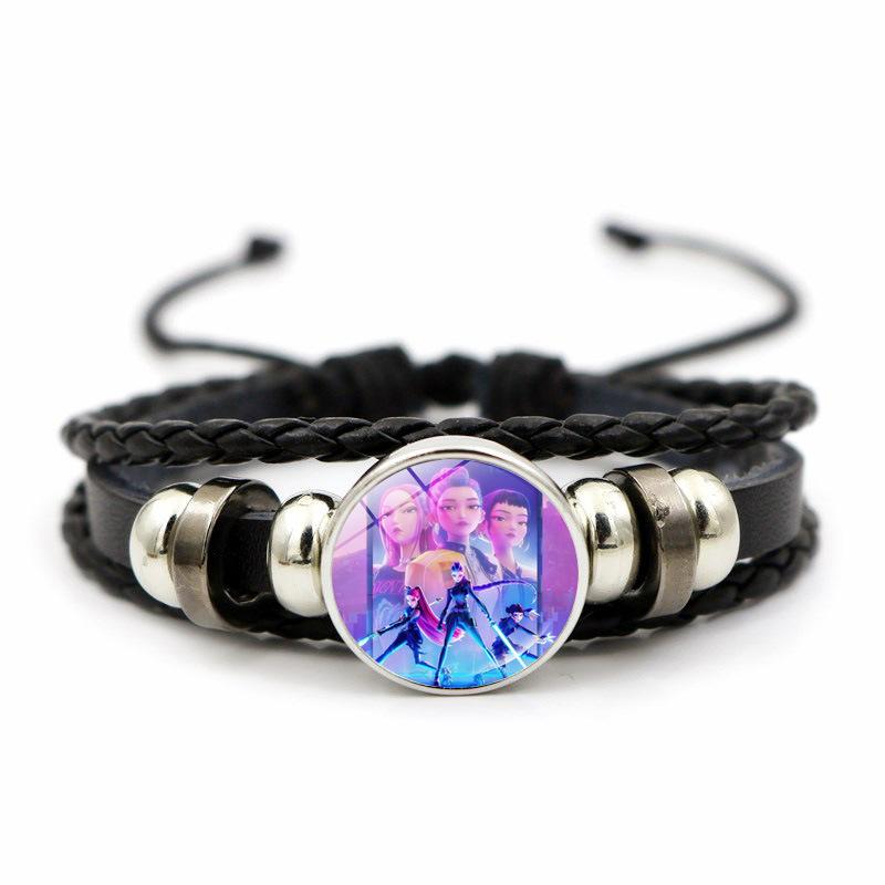 KPop Demon Hunter Bracelet Cartoon Anime Cosplay Bracelet Woven Rope Chain Pendant Fashion Accessories Girl Peripheral for Fans