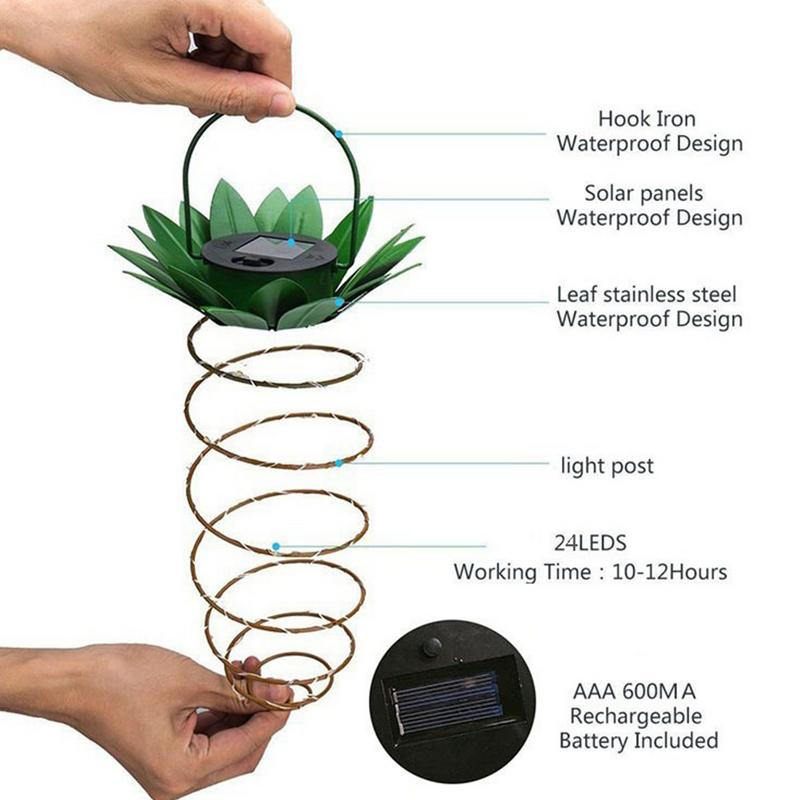 Spiral Lantern Light Solar Powered Pineapple Lamp Spiral LED Lanterns Outdoor Decorative String Wire Lights For Garden Patio