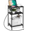 3-layer Modern Bedside Table with Charging Station Socket and USB Port, Suitable for Side Table Bedrooms