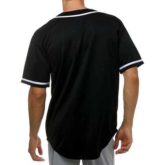 Men Summer T-shirt Pullover Short Sleeves Color Matching Buttons Single-breasted Daily Wear Loose Mid Length Men Baseball Uniform Male Clothes
