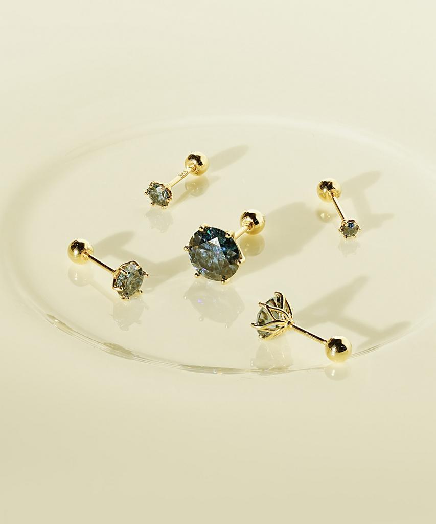 Minimalpiercing 14K Moissanite Diamond Sapphire Noble Piercing Earrings