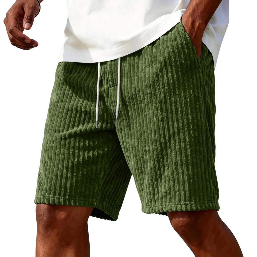 Heren Mode Casual -Kleur Corduroy Korte Broek Met Borduurwerk-, Elastische Tailleband met Trekkoord Korte Broek