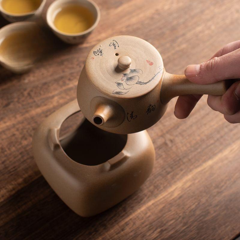 Coarse Pottery Separation Large Capacity Teapot Warmer Set Desktop Heated Candle Wax Holder Household Tearoom Incense Burner