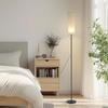 Floor Lamp - NETTLIFE - LED Dimmable Living Room Floor Lamp - Beige Glass Lampshade - 3000K–6500K - Black