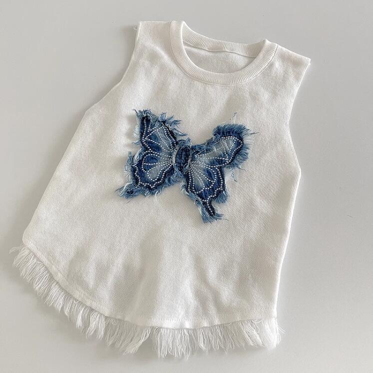 Summer Thai Style Niche Sweet and Spicy Butterfly Tank Top with Camisole for Women Wearing Short Sleeveless Tops