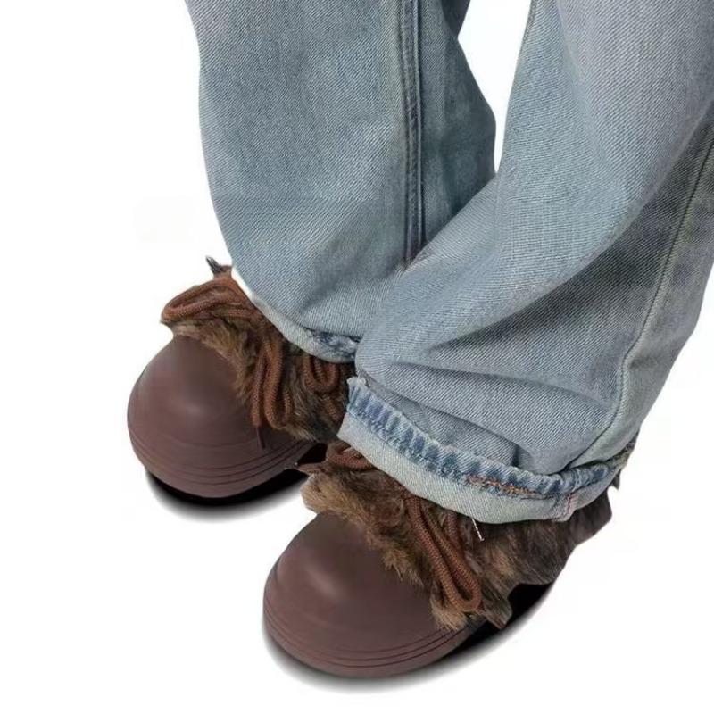 Ankle Flat with Snow Boots Slip-on Round Toe Mid Heel Women's Shoes On Sale 2024 High Quality Solid -tied Women's Boots