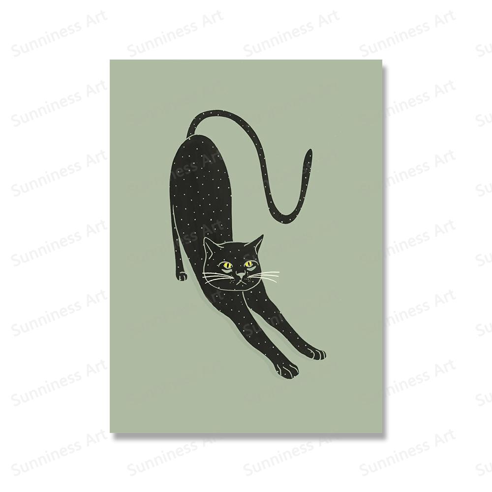 Japanese Lucky Cats Wall Art Botanical Flowers Vase Poster And Print Abstract Animal Pictures for Home Bedroom Living Room Decor