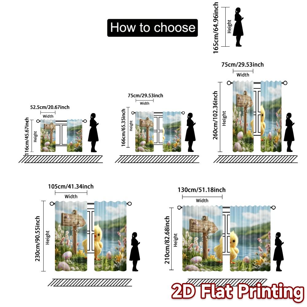 2pcs   2D FLAT PRINTING Curtains (Without Rod) Easter Chick Modern Pattern Curtains Polyester Curtains Festive for Bedroom