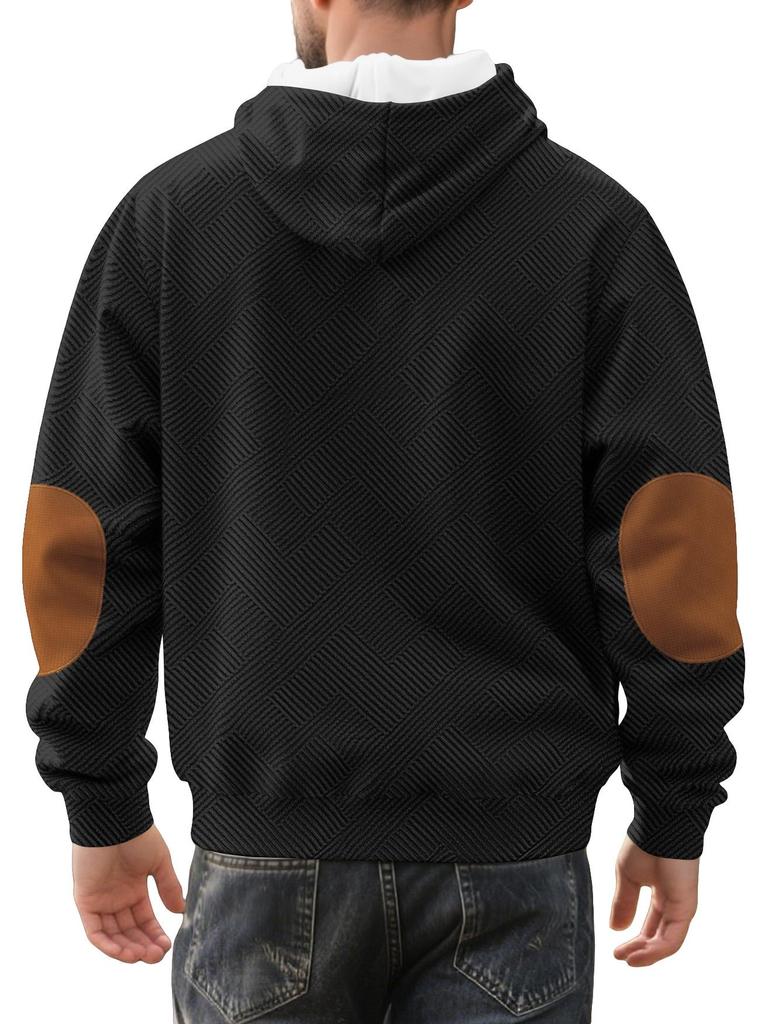 Men's Trendy Loose Hooded Jacquard Sweatshirt - Casual Long Sleeve Fashion Sportswear