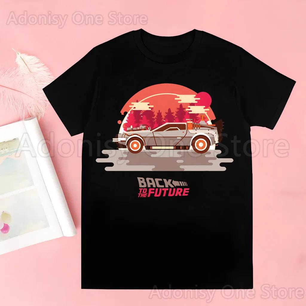 Back To The Future Delorean T-shirts Men Summer Graphic Tees Funny Shirts For Man Tshirts Crew Neck Harajuku Tops